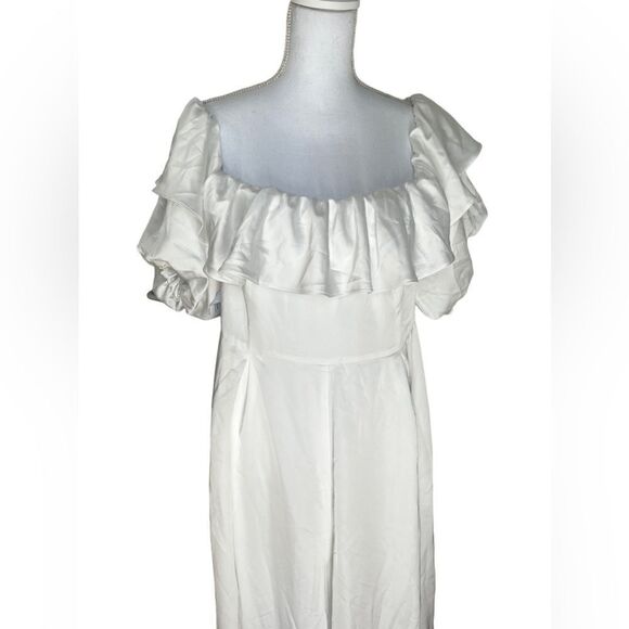 BHLDN X FAME AND PARTNERS TASSIAH JUMPSUIT- SIZE 16 White Occasion Wedding - Picture 6 of 7